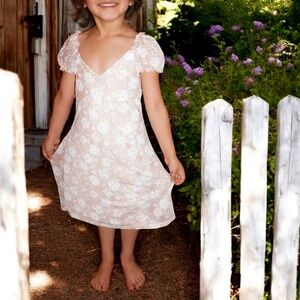 Charming Floral Puff-Sleeve Cottage Dress for Girls